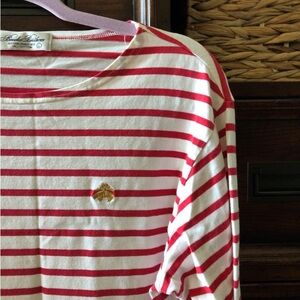 Brooks Brothers red & white striped coastal cotton long sleeve tee in size L